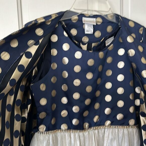 SWEET HEART ROSE NAVY & GOLD MATCHING COAT & DRESS - Picture 3 of 12